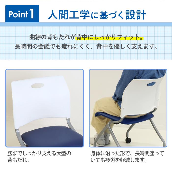 法人限定 フォールディングテーブル スタッキングチェア セット 2人用 幅1200×奥行450mm 幕板付き 会議用テーブル ミーティングチェア GLF-1245M-Rap-NC2_18