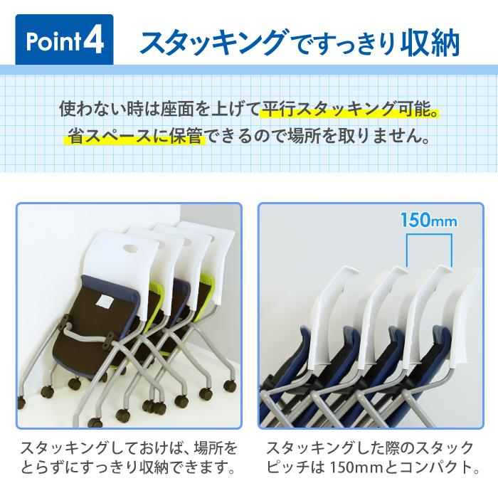 法人限定 フォールディングテーブル スタッキングチェア セット 2人用 幅1200×奥行450mm 幕板付き 会議用テーブル ミーティングチェア GLF-1245M-Rap-NC2_21