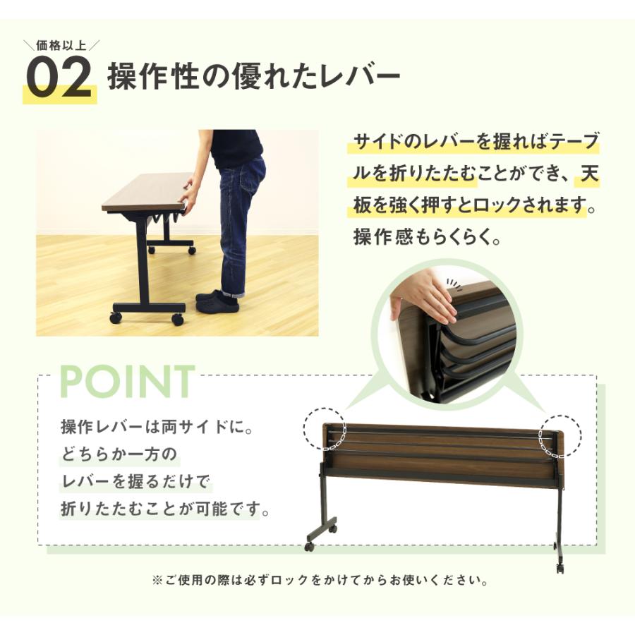 倉庫受取限定 フォールディングテーブル スタッキングチェア セット 2人用 幅1800×奥行600mm 幕板なし 会議用テーブル 会議用チェア GLF-1860-Rap-SC2-SO_13