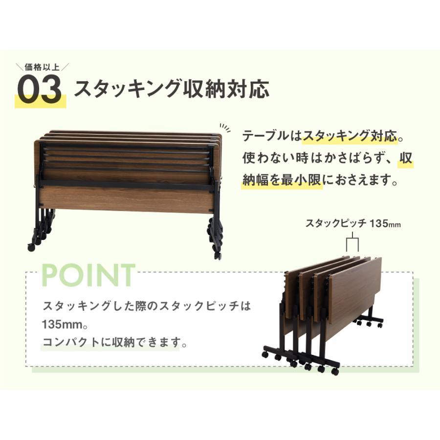 法人限定  フォールディングテーブル スタッキングチェア セット 3人用 幅1800×奥行600mm 幕板付き 会議用テーブル ミーティングチェア GLF-1860M-Rap-SC3_13