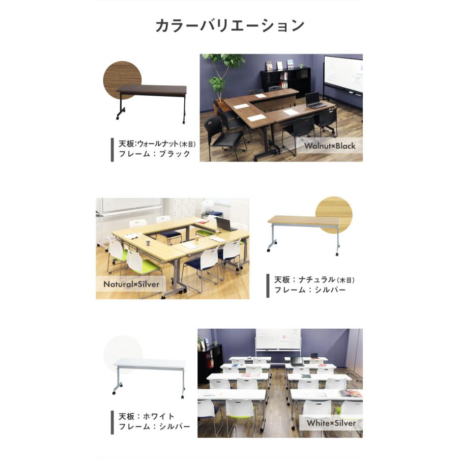 法人限定  フォールディングテーブル スタッキングチェア セット 3人用 幅1800×奥行600mm 幕板付き 会議用テーブル ミーティングチェア GLF-1860M-Rap-SC3_16