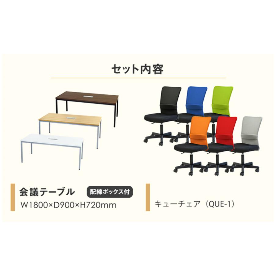 法人限定  会議用テーブル チェア セット ミーティングテーブル 幅1800mm 会議セット 4人用 会議チェア 長机 会議室 打ち合わせ 商談 業務用 GLM-1890H-S1_2