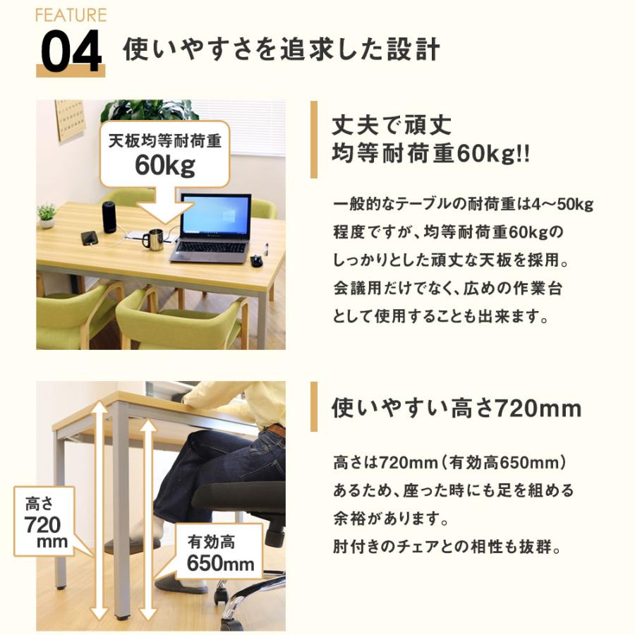 倉庫受取限定  会議用テーブル ミーティングテーブル 配線ボックス付き 幅1800mm おしゃれ 会議机 会議テーブル 長机 会議室 打ち合わせ 作業台 GLM-1890H-SO｜lookit｜14