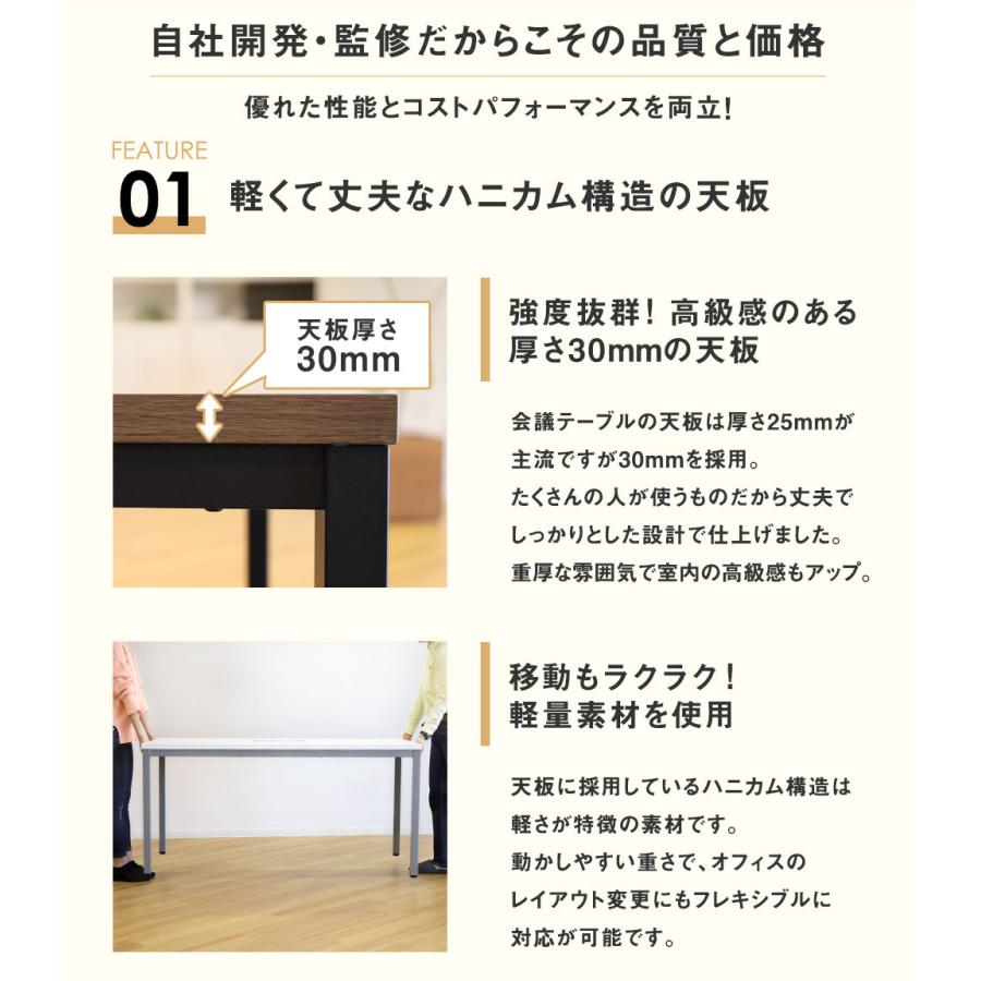 倉庫受取限定  会議用テーブル ミーティングテーブル 配線ボックス付き 幅1800mm おしゃれ 会議机 会議テーブル 長机 会議室 打ち合わせ 作業台 GLM-1890H-SO｜lookit｜08