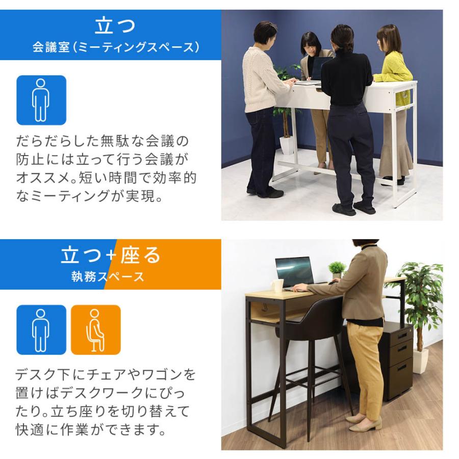 LOOKIT（ルキット） スタンディングデスク ハイデスク 棚板付き 幅1500