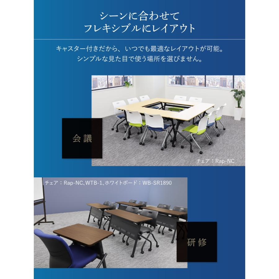 法人送料無料  会議用テーブル 幕板なし 幅1200×奥行450mm 平行スタッキング ソフトエッジ巻き フォールディングテーブル ワークテーブル 作業台 HST-1245｜lookit｜07