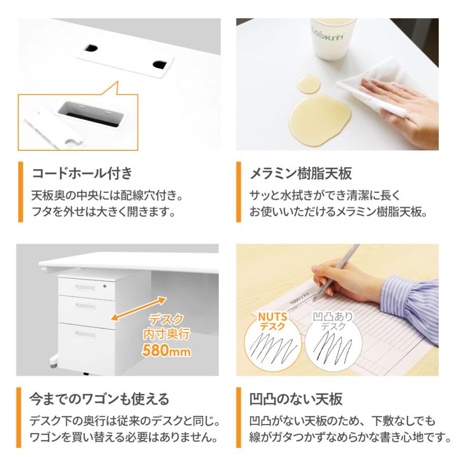 倉庫受取限定  オフィスデスク オフィスチェア セット 幅1200×奥行600mm ホワイト ワークデスク 事務机 デスクチェア パソコンチェア 椅子 LHD-126-SSP-M-SO_10