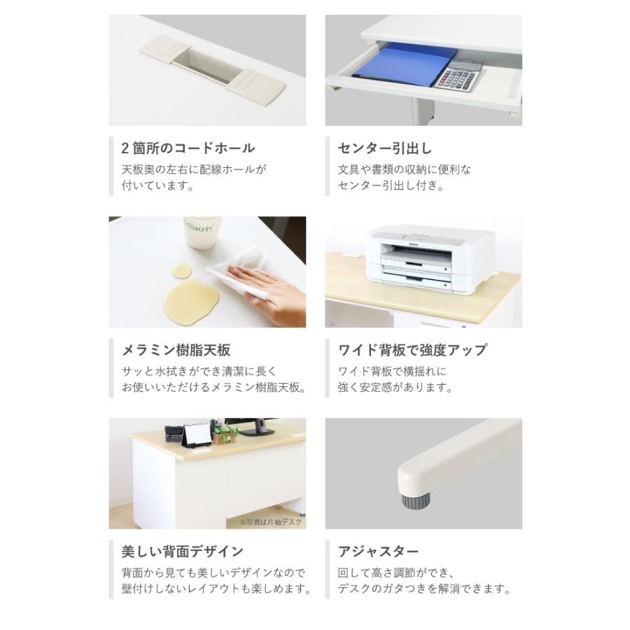 オフィスデスク デスクワゴン セット 幅1400×奥行700mm ワークデスク パソコンデスク 平机 事務机 サイド ワゴン キャビネット 袖机 3段 収納 LHD-147-EFG2-S3_4