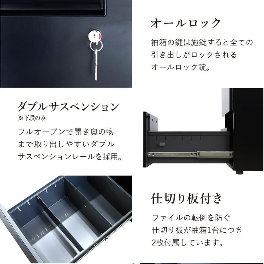 倉庫受取限定 エグゼクティブデスク セット 両袖 幅1400mm ブラック デスクセット オフィスデスク オフィスチェア 高機能チェア 社長 LRD-147BK-DYN-1-SO_5