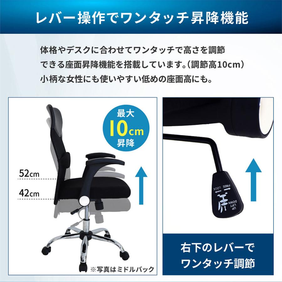 倉庫受取限定  オフィスチェア デスクチェア 事務椅子 メッシュ ロッキング ワークチェア 椅子 腰痛対策 学習椅子 ハイバック S-shapeチェア SSP-H-SO｜lookit｜16