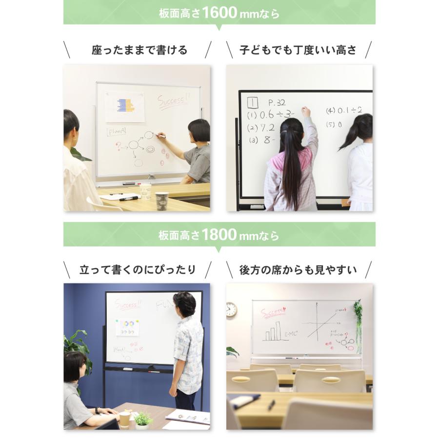 法人限定 ホワイトボード 脚付き 片面 1800×900ｍｍ スチール 無地 掲示板 マーカー 粉受 イレーサー付き L字脚 アジャスター マグネット対応 WB-SL1890_7