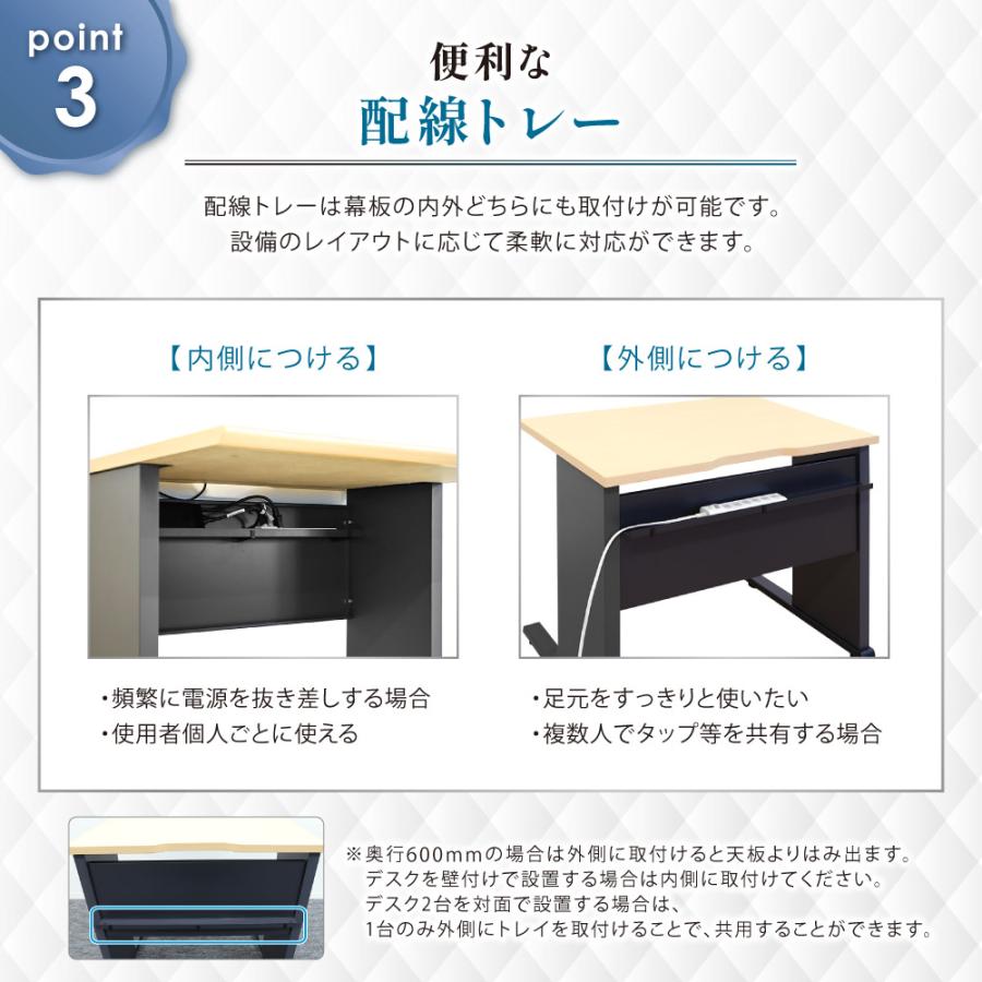 オフィスデスク 幅1200×奥行700mm ワークデスク パソコンデスク 作業机 学習机 平机 スチールデスク 机 デスク おしゃれ 会社 オフィス 白 黒 木目 WPD-H127_10