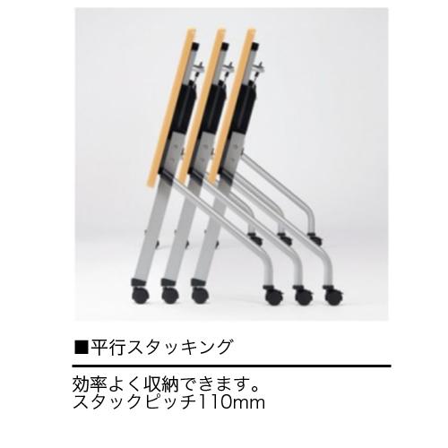 法人送料無料  フォールディングテーブル 幅1200mm 奥行600mm 幕板なし キャスター付き 棚付き ミーティングテーブル 折りたたみ 会議用テーブル HFL-1260の画像