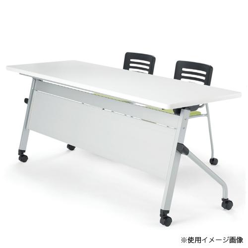 法人送料無料  フォールディングテーブル 幅1200mm 奥行600mm 幕板なし キャスター付き 棚付き ミーティングテーブル 折りたたみ 会議用テーブル HFL-1260の画像