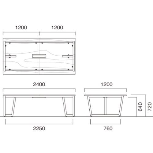 法人送料無料  会議用テーブル 幅2400×奥行1200mm ワイヤリングBOXなし 角型 ミーティングテーブル オフィステーブル ワークテーブル 作業テーブル JP-2412_3