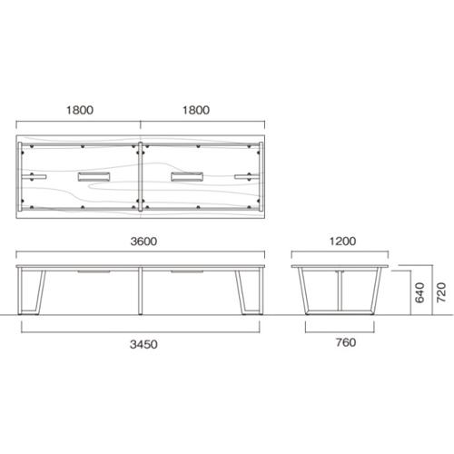 法人送料無料  会議用テーブル 幅3600×奥行1200mm ワイヤリングBOXなし 角型 ミーティングテーブル オフィステーブル ワークテーブル 作業テーブル JP-3612の画像