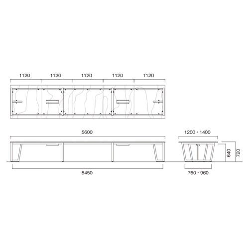 法人送料無料 会議用テーブル 幅5600×奥行1400mm 角型 ワイヤリングBOX付 抗菌天板 ミーティングテーブル 作業テーブル オフィステーブル 日本製 JP-5614W_2