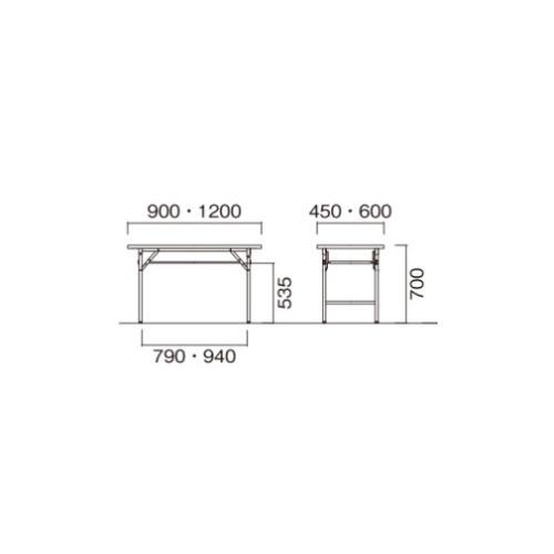 法人送料無料 折りたたみテーブル 幅900×奥行600×高さ700mm 共巻 棚なし 会議テーブル ワークテーブル 作業テーブル 学校 会社 オフィス 日本製 KT-0960TN｜lookit｜06