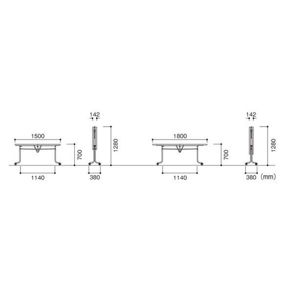 法人送料無料  フライトテーブル 幅1800×奥行750×高さ700mm 棚付き キャスター脚 エッジ選択式 ミーティングテーブル 会議テーブル 会議室 完成品 LK-1875｜lookit｜04