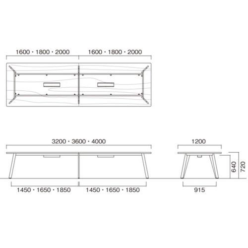 法人送料無料 会議テーブル 角型 幅3200×奥行1200×高さ720mm 抗菌天板 ワイヤリングBOX無 ミーティングテーブル ワークテーブル オフィス 日本製 LNE-3212の画像