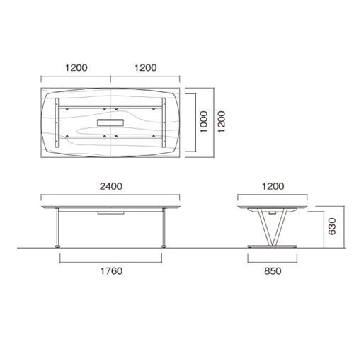 法人送料無料 会議テーブル 幅2400×奥行1200×高さ720mm ワイヤリングBOX付 抗菌天板 ミーティングテーブル ワークテーブル 会議室 会社 日本製 NDS-2412KW_2