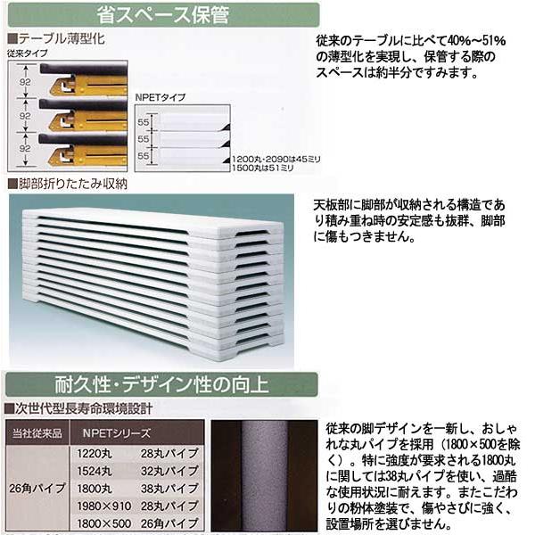 法人送料無料  折りたたみテーブル 幅1800mm 奥行500mm 2台セット 角型 会議テーブル ミーティングテーブル 長机 作業机 完成品 耐水 アウトドア PET-1850-Sの画像