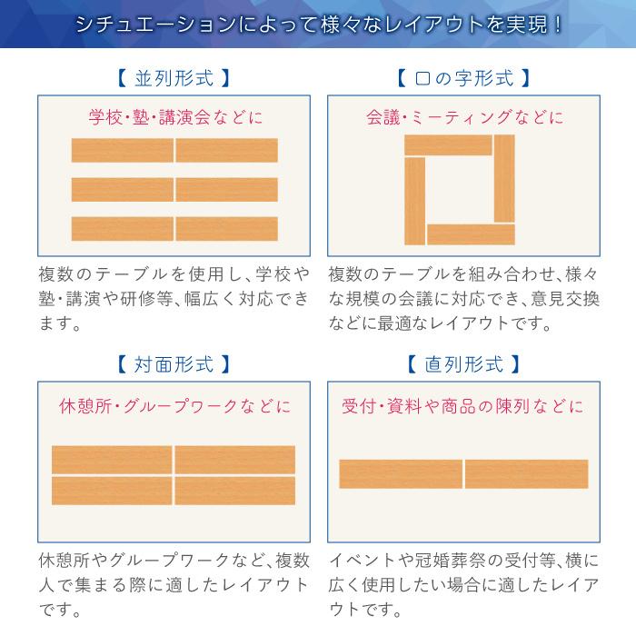 法人送料無料  折りたたみテーブル 幅1800mm 奥行500mm 2台セット 棚付 角型 会議テーブル ミーティングテーブル 長机 作業机 完成品 アウトドア PET-1850T-Sの画像