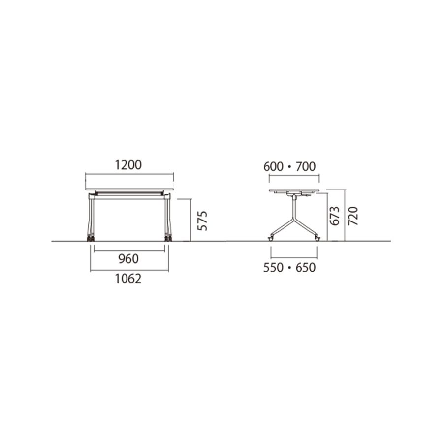 法人送料無料  スタッキングテーブル 角型 幅1200×奥行600×高さ720mm ミーティングテーブル ワークテーブル スタックテーブル 作業台 収納 日本製 TLQ-1260の画像