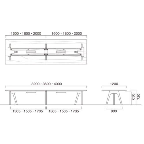 法人送料無料  会議用テーブル 幅3200×奥行1200×高さ720mm 角型 抗菌天板 ミーティングテーブル ワークテーブル 作業テーブル オフィス 日本製 WAY-3212｜lookit｜02