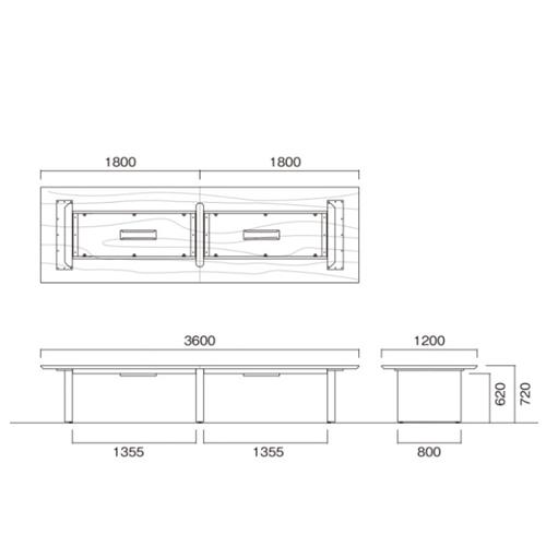 法人送料無料  会議用テーブル 幅3600×奥行1200mm ワイヤリングBOXなし 角型テーブル 木製テーブル ミーティングテーブル オフィステーブル 会議室 WOP-3612｜lookit｜02
