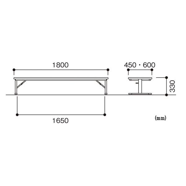 法人送料無料 折り畳み座卓 幅1800×奥行600×高さ335mm ソフトエッジ巻 スチール脚 長机 ローテーブル 作業テーブル 会議テーブル 教育施設 日本製 ZO-1860Sの画像