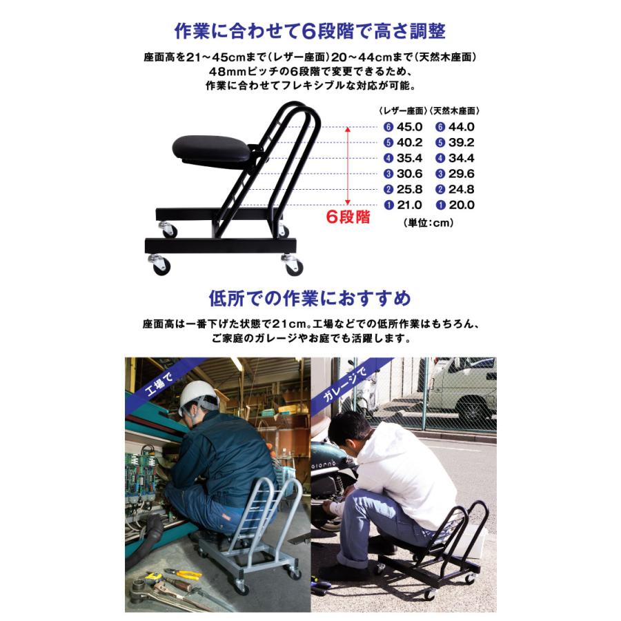 ルネセイコウ 作業椅子 キャスター付き 幅335×奥行510×高さ480mm