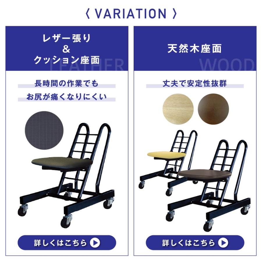 ルネセイコウ 作業椅子 キャスター付き 幅335×奥行510×高さ480mm