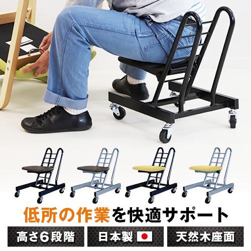 ルネセイコウ 作業椅子 キャスター付き 幅335×奥行510×高さ480mm 天然