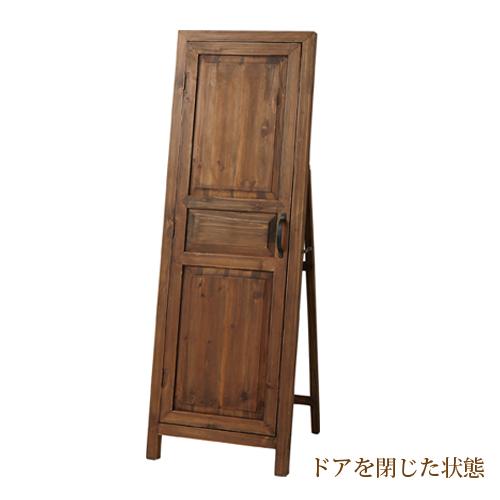 ドアつき　全身鏡　鏡　レトロ　アンティーク　木製　スタンドミラー 東谷 スタンドミラー 木製 ドアミラー 全身鏡 姿見 鏡 ミラー 全身 扉