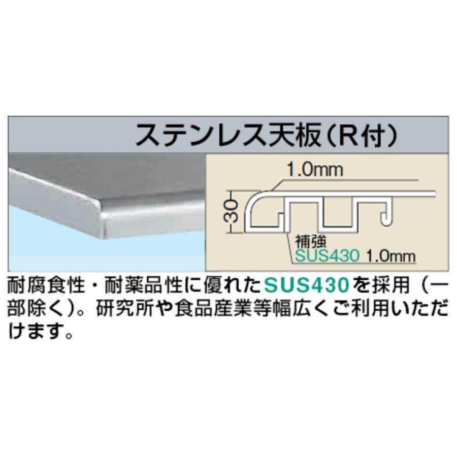 ステンレス作業台 サカエ ステンレス天板R付 SUS430タイプ 幅1800×奥行750×高さ740mm 均等耐荷重300kg ワークテーブル 作業テーブル 作業用 日本製 SUS4-187R_1