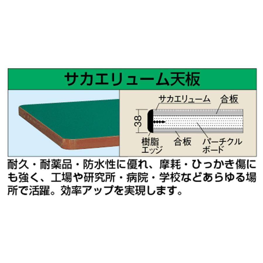 重量高さ調整作業台 サカエ TKWタイプ サカエリューム天板 幅1200×奥行800×高さ740〜1040mm 本体グリーン 天板グリーン 均等耐荷重500kg 日本製 TKW-128FK_1