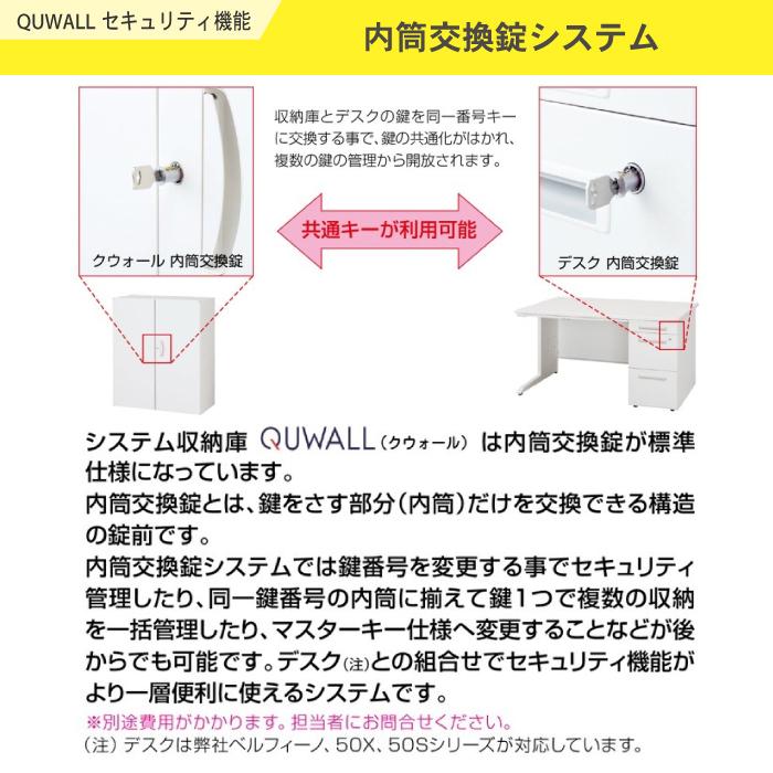 3枚引戸書庫 日本製 スチール ホワイト 高さ750mm キャビネット オフィスユニット 壁面収納庫 システム収納 壁面ユニット 保管庫 QUWALL クウォール RW4-307S｜lookit｜08