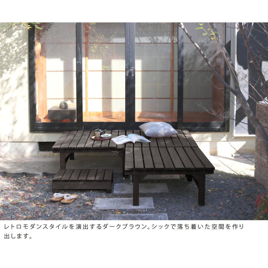 縁台 連結3点セット 木製 ベンチ デッキ縁台 ガーデンベンチ 長椅子 イス 椅子 床几台 腰かけ 踏み台 縁側 庭 ベランダ アウトドアリビング 屋外 DE-17488-3PSETの画像