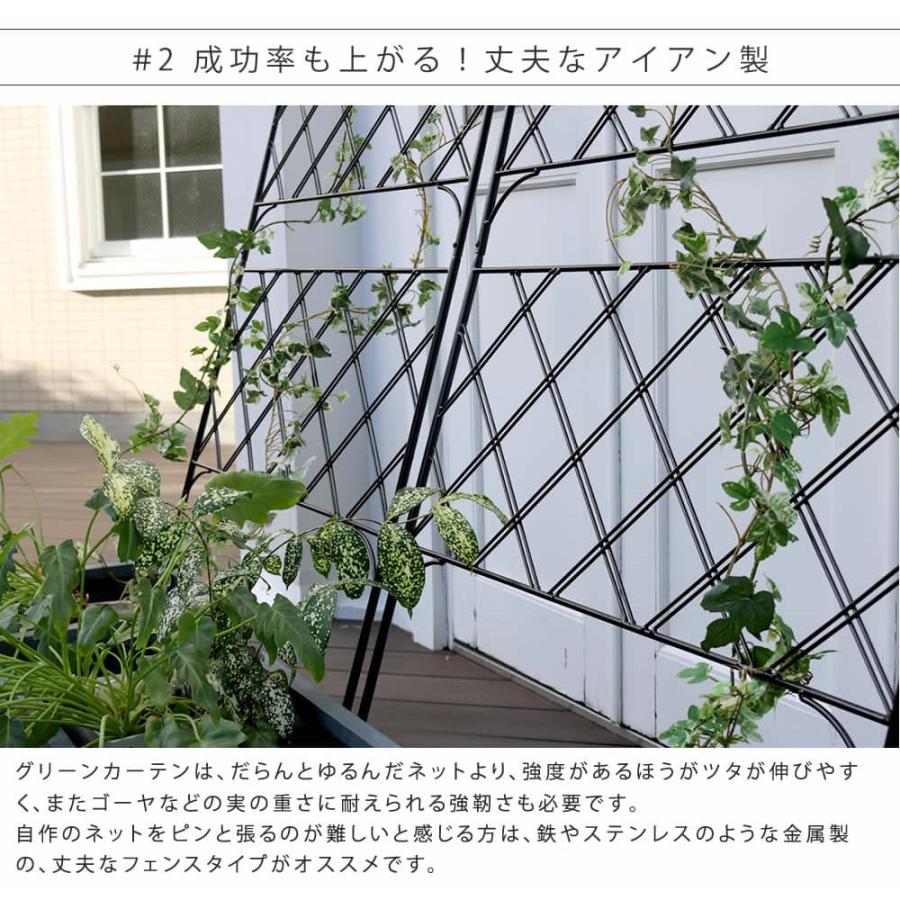 2枚組 ハイタイプ グリーンフェンス 緑のカーテン シェード 日よけ 日陰 ベランダ バルコニー 目隠し アイアン 植物 【段々】 おしゃれ IFGC011-2P-BLK
