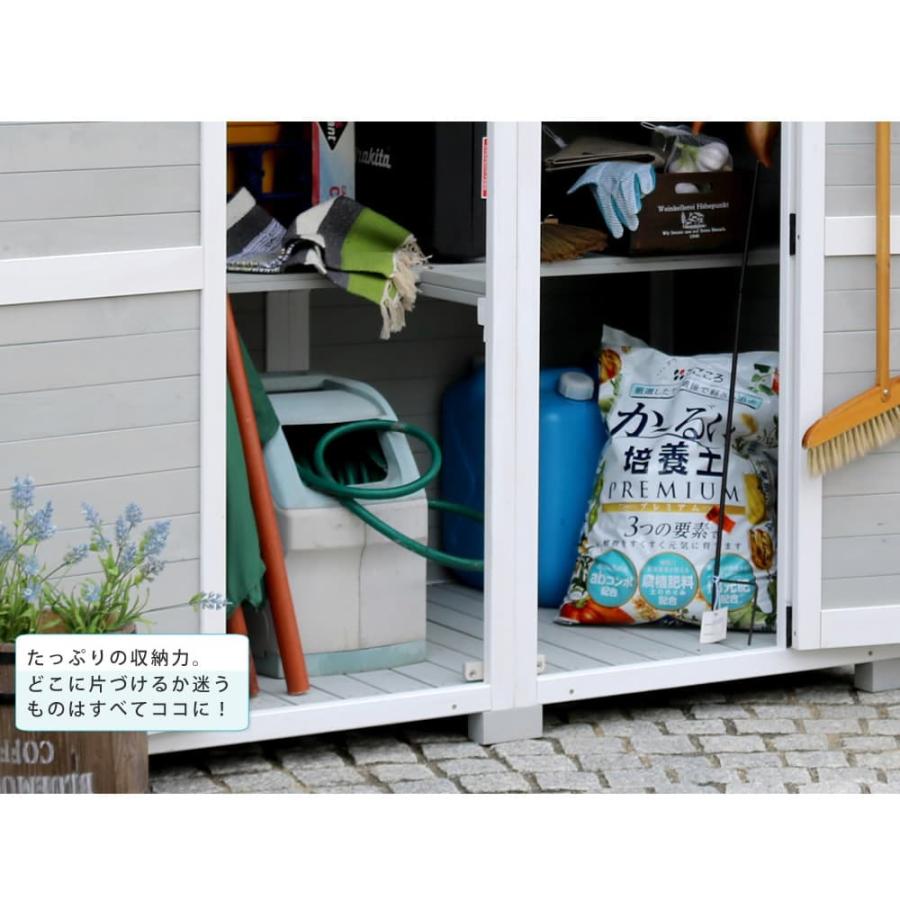 収納庫 幅1610×奥行900×高さ1870mm ギャンブレル屋根 倉庫 物置 ストッカー 保管庫 ガーデニング用品 掃除用品 大容量 屋外用 庭 天然木 おしゃれ KGAM-1850_10