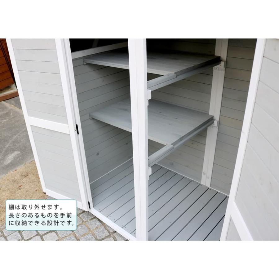 収納庫 幅1610×奥行900×高さ1870mm ギャンブレル屋根 倉庫 物置 ストッカー 保管庫 ガーデニング用品 掃除用品 大容量 屋外用 庭 天然木 おしゃれ KGAM-1850_11
