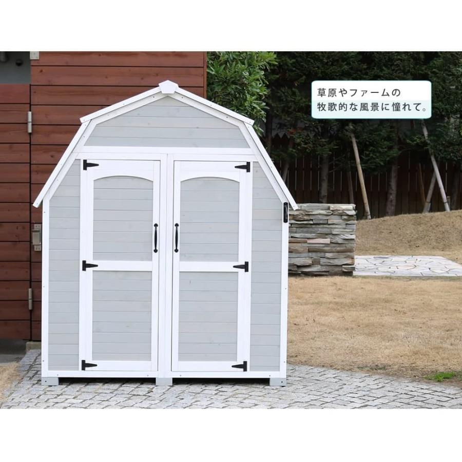 収納庫 幅1610×奥行900×高さ1870mm ギャンブレル屋根 倉庫 物置 ストッカー 保管庫 ガーデニング用品 掃除用品 大容量 屋外用 庭 天然木 おしゃれ KGAM-1850_2