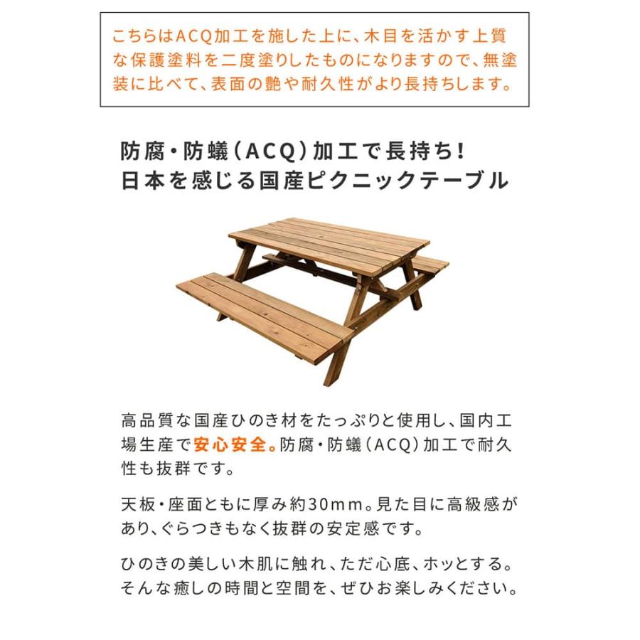 テーブルセット 幅1490×奥行1745×高さ700mm ピクニックテーブル