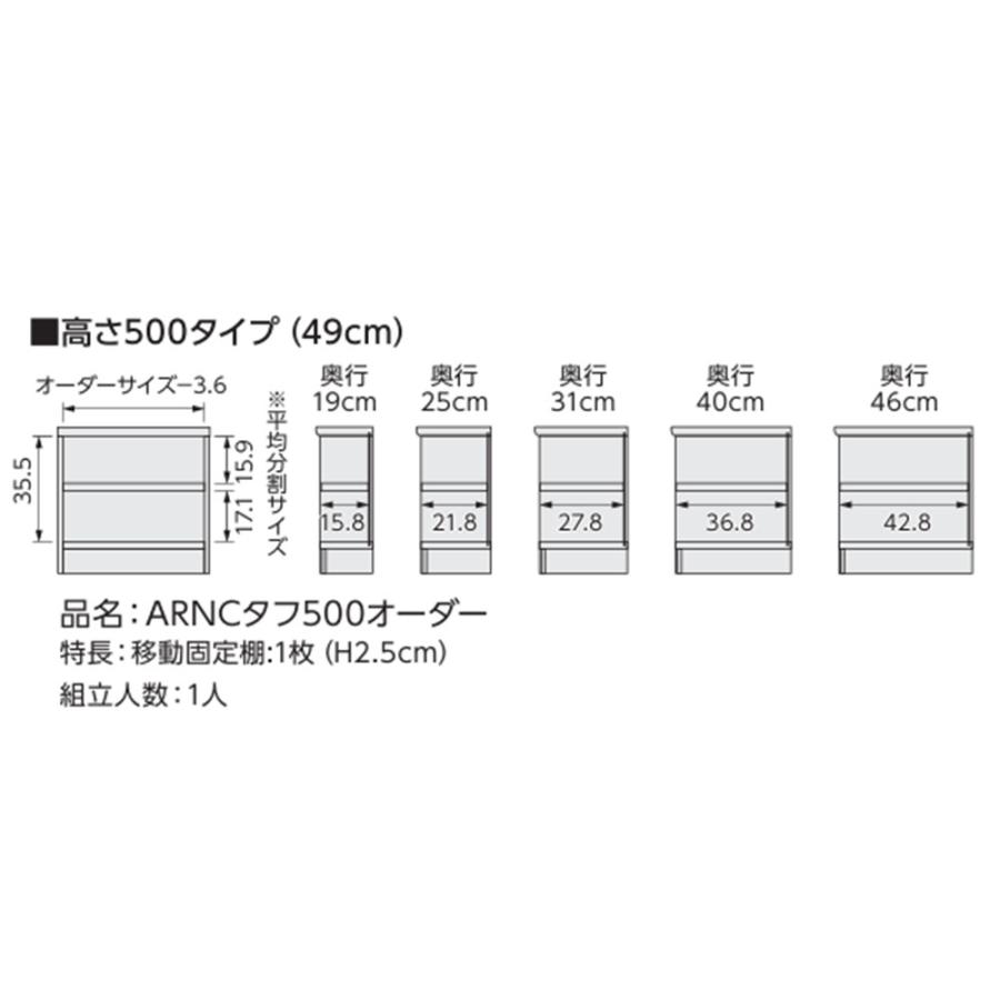 オーダー本棚 幅60-70×奥行31×高さ49cm タフ 書庫 書棚 オープン書庫 オフィス収納 キャビネット おしゃれ 北欧 オーダーメイド サイズオーダー T5060-70R_8