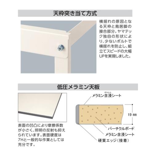 法人送料無料  作業台 山金工業 ヤマテック 幅1800×奥行900×高さ740mm ワークテーブル 作業テーブル ワークデスク 作業机 色彩シリーズ CSUP-1890｜lookit｜07