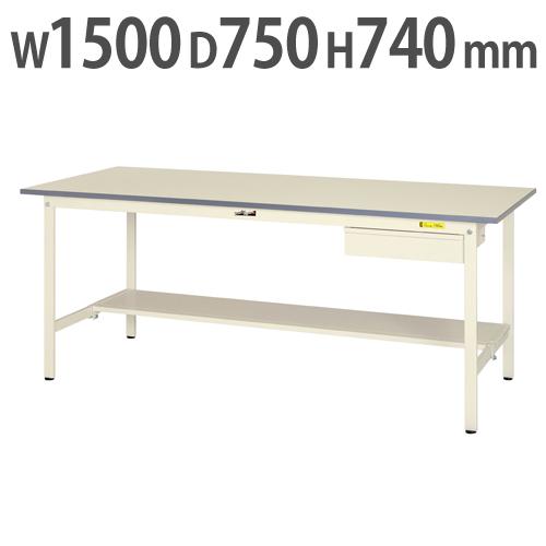 法人送料無料 作業台 山金工業 ヤマテック キャビネット・半面棚板付き