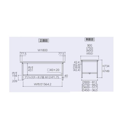 法人送料無料 作業台 山金工業 ヤマテック 幅1800×奥行450×高さ740mm