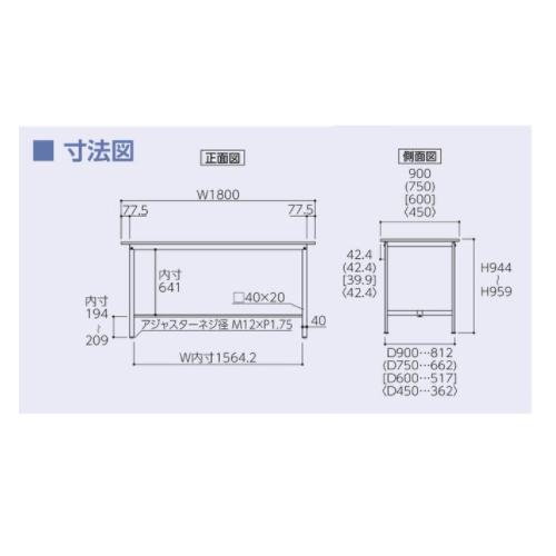 法人送料無料  作業台 山金工業 ヤマテック 全面棚板付き 幅1800×奥行600×高さ950mm ワークテーブル 作業テーブル ワークデスク 作業机 SUPH-1860TT-WWの画像