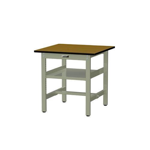 法人送料無料  作業台 山金工業 ヤマテック 幅750×奥行750×高さ740mm ポリエステル天板 中間棚付 ワークテーブル 作業テーブル 机 工場 日本製 SWP-775S2の画像